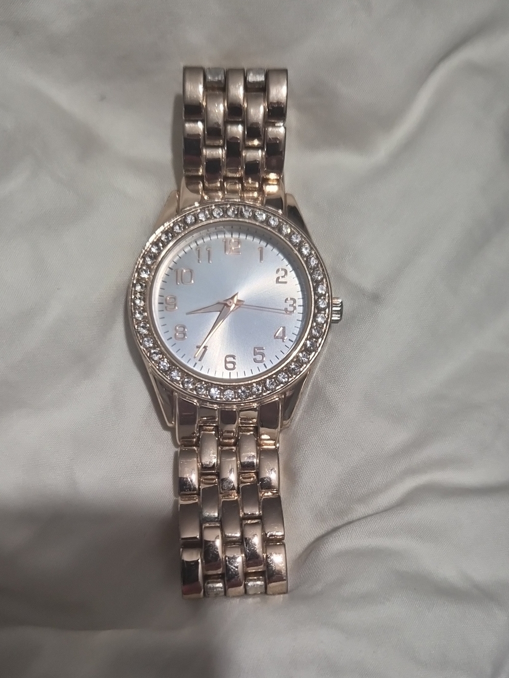 Women's Rose Gold Crystal Bezel Bracelet Watch